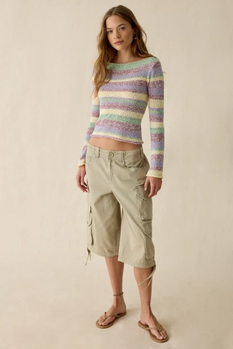 UO Marina Striped Slub Knit Boatneck Sweater