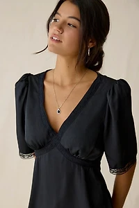 Glamorous Out Tonight Lace Trim Satin Mini Dress