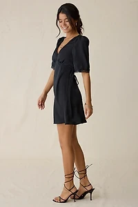 Glamorous Out Tonight Lace Trim Satin Mini Dress