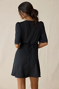 Glamorous Out Tonight Lace Trim Satin Mini Dress