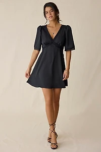 Glamorous Out Tonight Lace Trim Satin Mini Dress