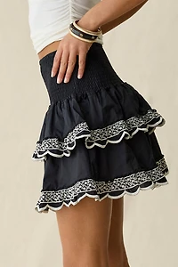 Glamorous RaRa Shirred Tiered Ruffle Mini Skirt