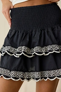 Glamorous RaRa Shirred Tiered Ruffle Mini Skirt
