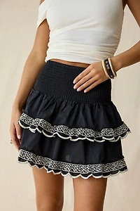 Glamorous RaRa Shirred Tiered Ruffle Mini Skirt