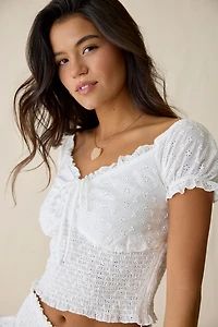 Glamorous Eyelet Lace Milkmaid Crop Top