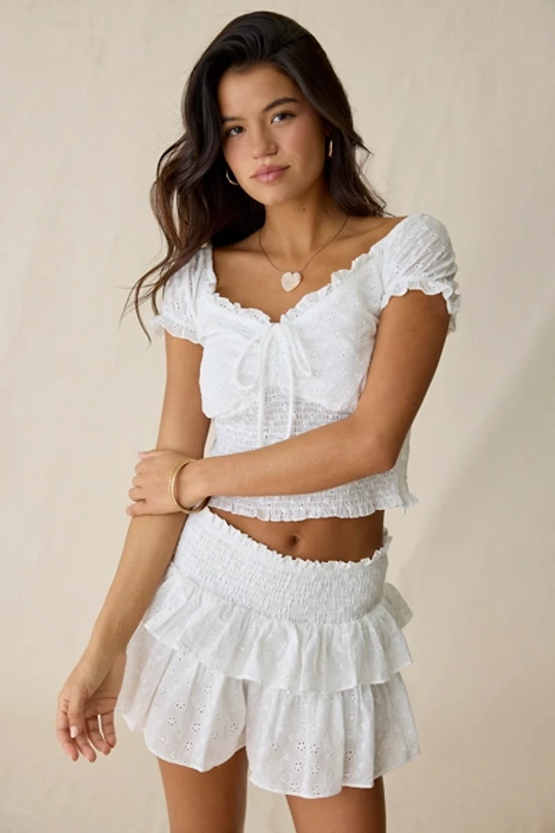 Glamorous Eyelet Lace Milkmaid Crop Top