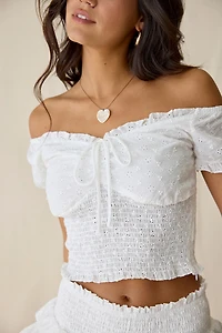 Glamorous Eyelet Lace Milkmaid Crop Top
