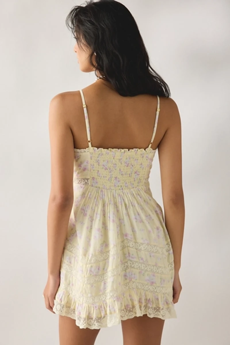 LoveShackFancy Alonna Lace Trim Cotton Mini Dress
