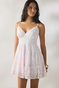 LoveShackFancy Azar Eyelet Lace Mini Dress