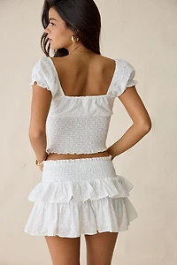 Glamorous Eyelet Lace Tiered Ruffle Mini Skirt