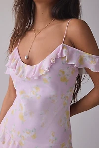 LoveShackFancy Timara Ruffle Cold-Shoulder Mini Dress