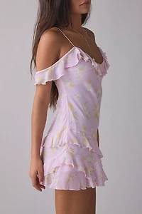 LoveShackFancy Timara Ruffle Cold-Shoulder Mini Dress