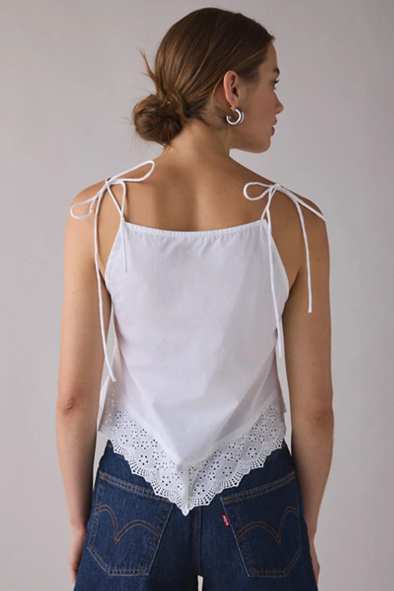 Glamorous Cutwork Tie-Strap Lace Trim Cami