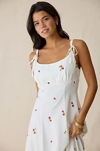 En Saison Strawberry Kiss Tie-Strap Midi Dress