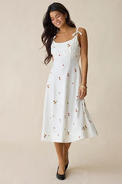 En Saison Strawberry Kiss Tie-Strap Midi Dress
