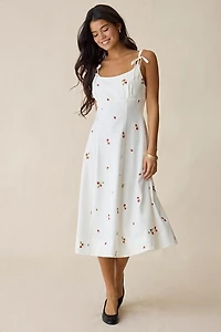 En Saison Strawberry Kiss Tie-Strap Midi Dress