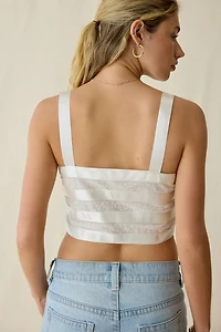 LoveShackFancy Tessaline Satin Lace Trim Cropped Cami