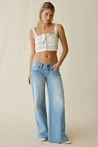 LoveShackFancy Tessaline Satin Lace Trim Cropped Cami