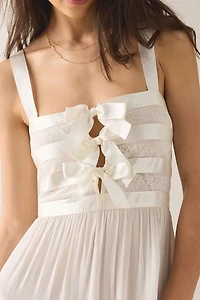 LoveShackFancy Lovelace Banded Bow Detail Maxi Dress