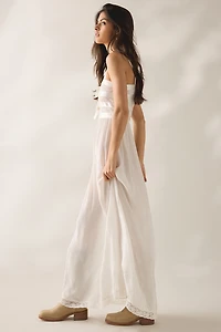 LoveShackFancy Lovelace Banded Bow Detail Maxi Dress