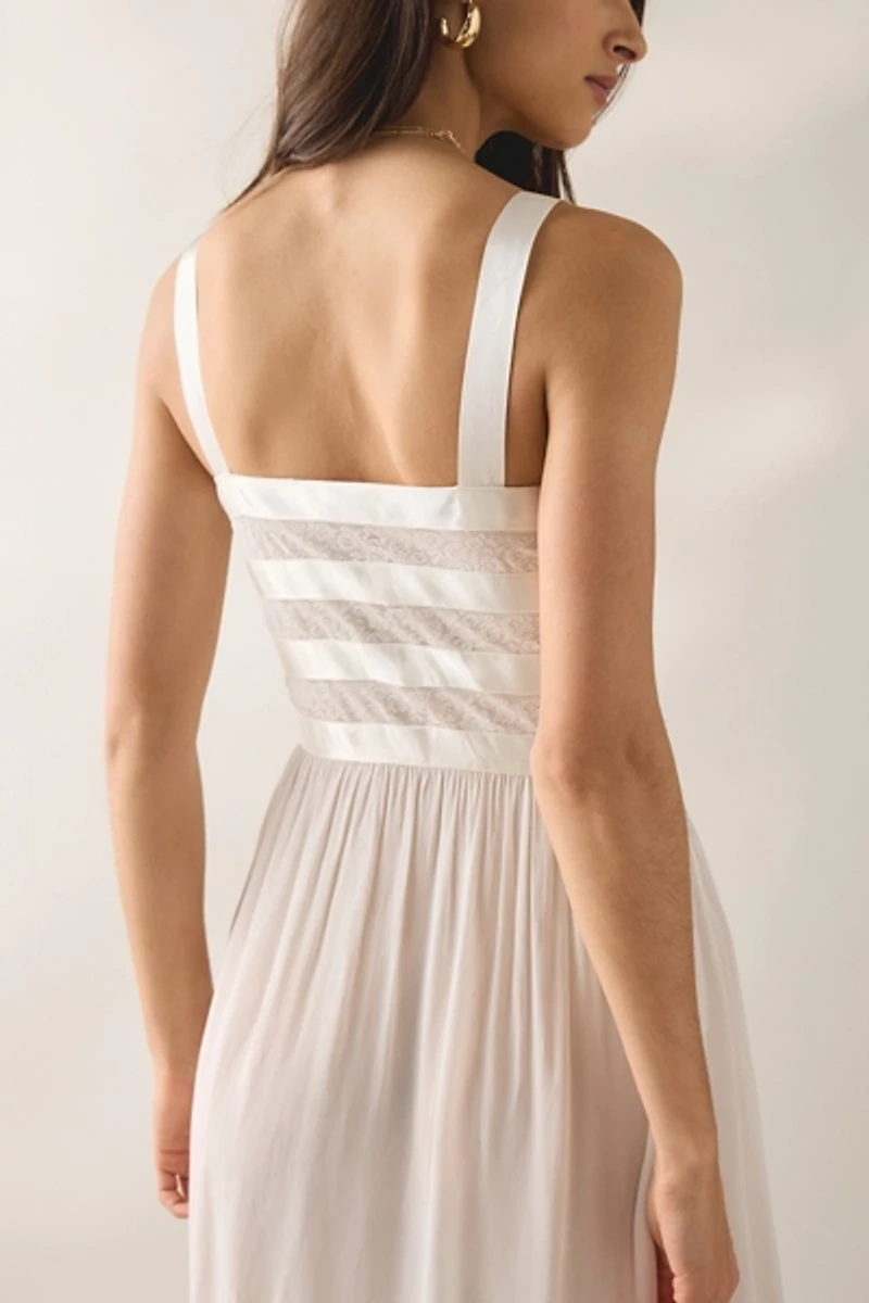 LoveShackFancy Lovelace Banded Bow Detail Maxi Dress