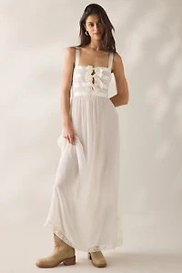 LoveShackFancy Lovelace Banded Bow Detail Maxi Dress