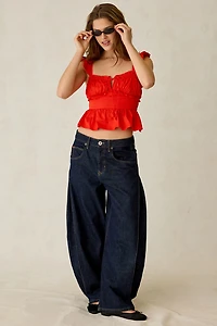 En Saison Emerson Flutter Sleeve Peplum Top