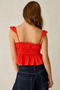 En Saison Emerson Flutter Sleeve Peplum Top