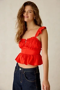 En Saison Emerson Flutter Sleeve Peplum Top
