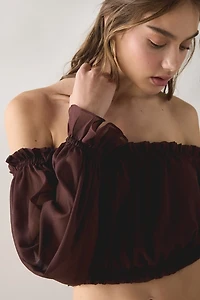Glamorous Chiffon Long Sleeve Off-The-Shoulder Top