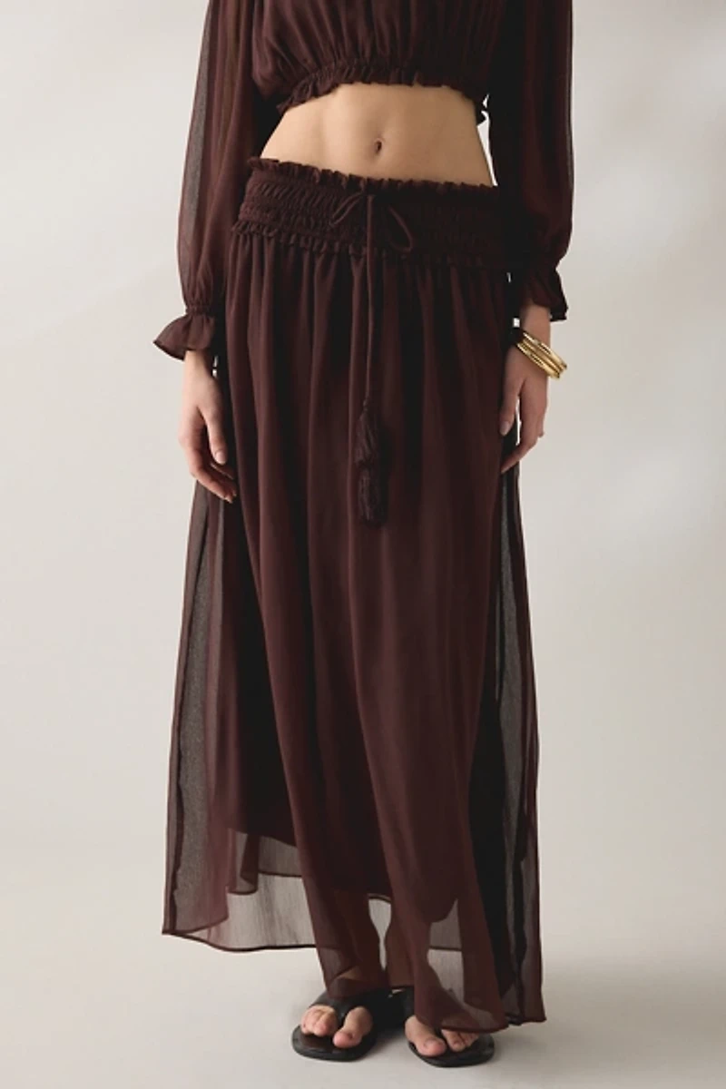 Glamorous Chiffon Smocked Waist Maxi Skirt