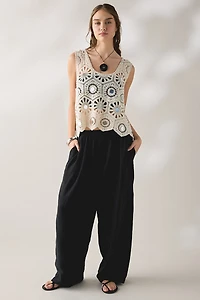 Glamorous Clover Sheer Crochet Crop Top