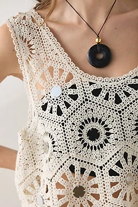 Glamorous Clover Sheer Crochet Crop Top