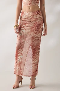 Glamorous Take A Swirl Mesh Bodycon Midi Skirt