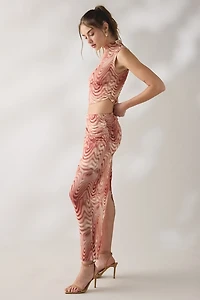 Glamorous Take A Swirl Mesh Bodycon Midi Skirt