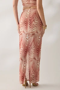 Glamorous Take A Swirl Mesh Bodycon Midi Skirt