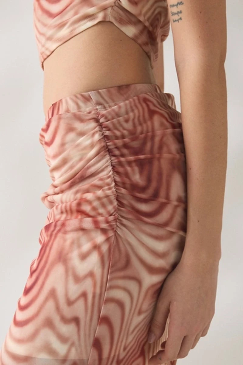 Glamorous Take A Swirl Mesh Bodycon Midi Skirt