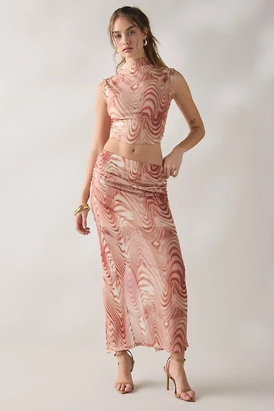 Glamorous Take A Swirl Mesh Bodycon Midi Skirt