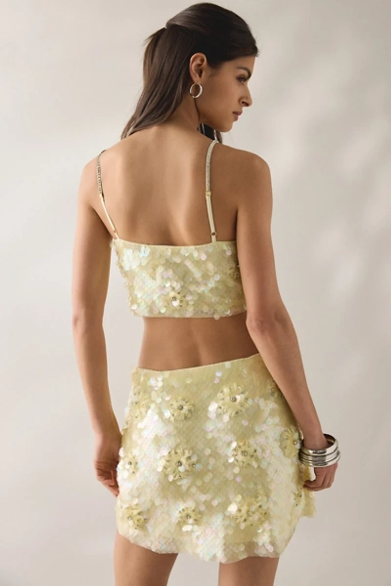 LoveShackFancy Marella Flower Sequin Crop Cami