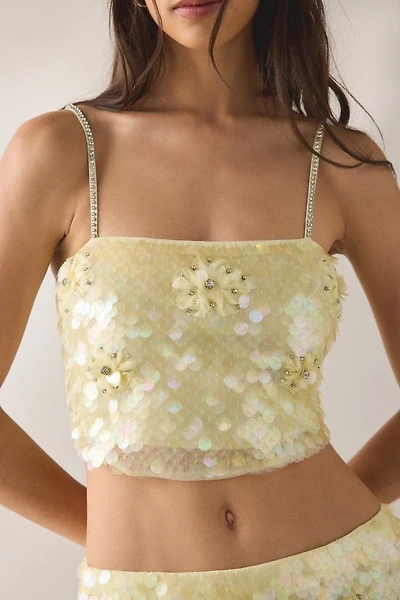 LoveShackFancy Marella Flower Sequin Crop Cami