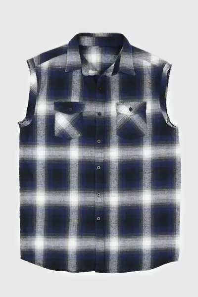 Vintage Flannel Sleeveless Button-Down Shirt