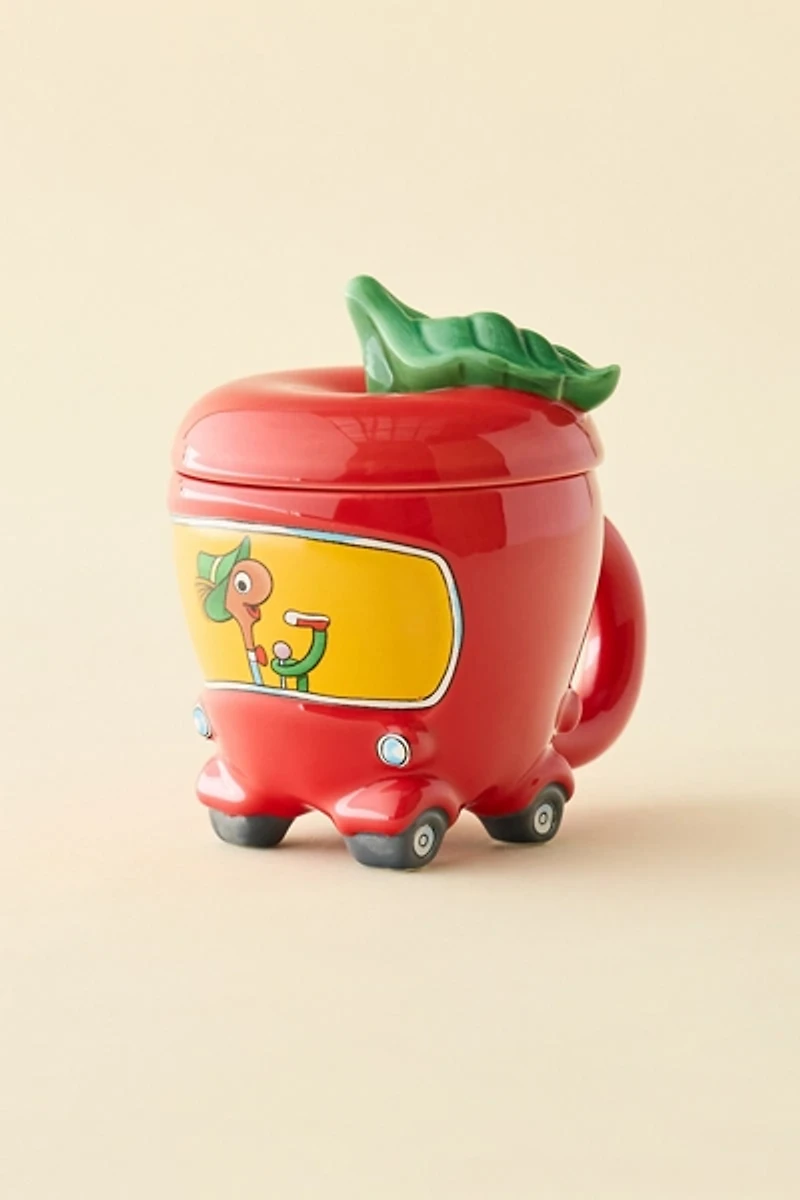 Richard Scarry Lowly Worm Applecar Lidded Ceramic Mug