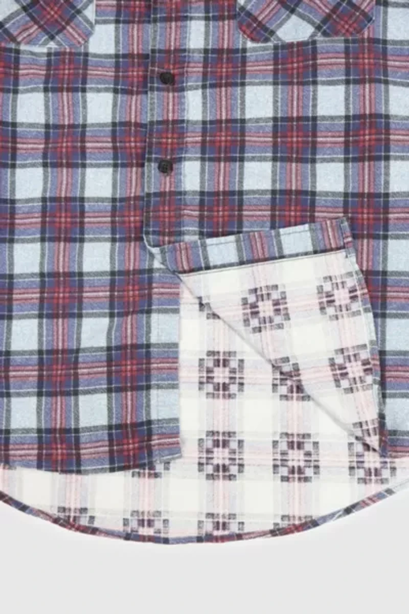 Vintage Plaid Flannel Button-Down Shirt