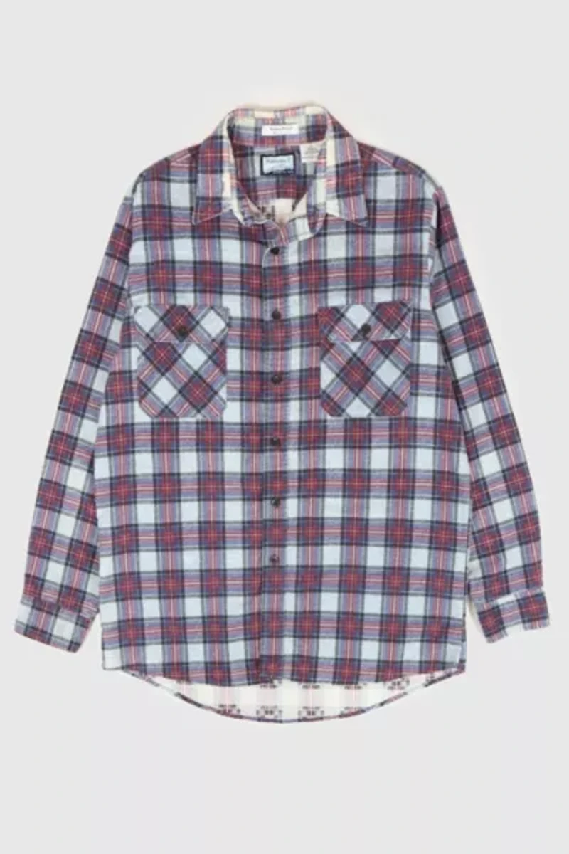 Vintage Plaid Flannel Button-Down Shirt