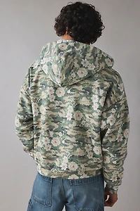 Floral Camo Pattern Zip-Up Hoodie Sweatshirt