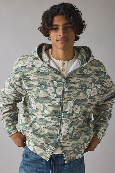 Floral Camo Pattern Zip-Up Hoodie Sweatshirt