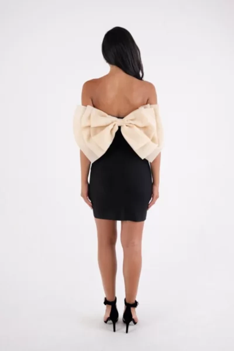 Amy Lynn Oscar Satin Bow Statement Mini Dress