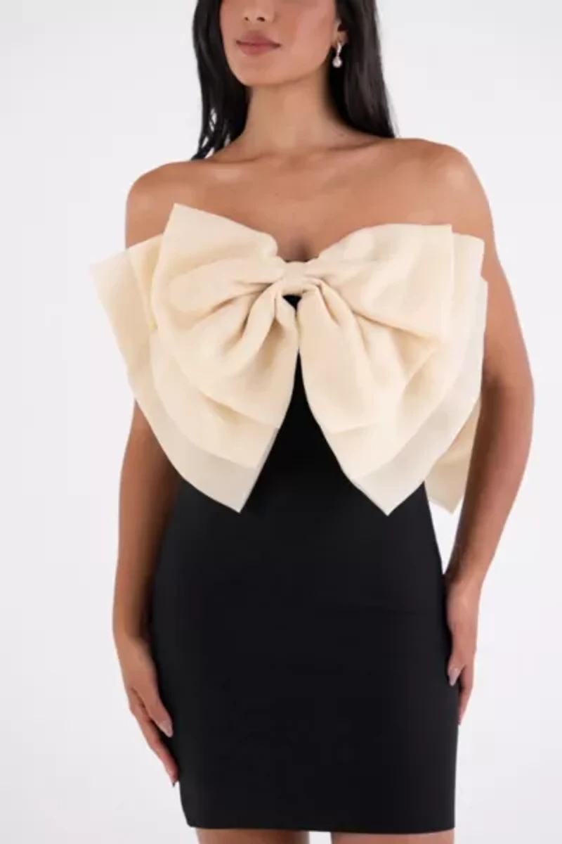 Amy Lynn Oscar Satin Bow Statement Mini Dress