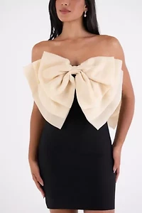 Amy Lynn Oscar Satin Bow Statement Mini Dress