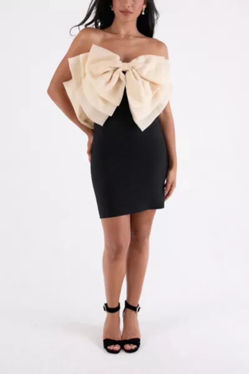 Amy Lynn Oscar Satin Bow Statement Mini Dress